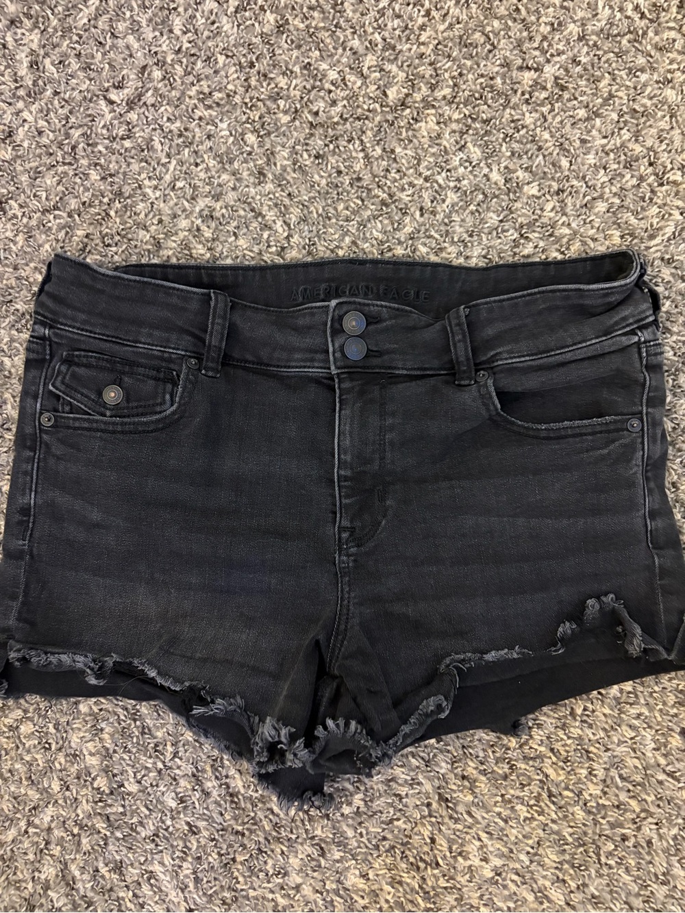 American Eagle Outfitters Black Frayed Hem Jean Shorts